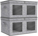 Univivi Fabric Foldable Storage Boxes [4-Pack] Large Collapsible Stackable Storage Bins with Lids, Closet Organizers and Storage Cube Basket for Home, Office, Bedroom (Gray, 17“ x 12” x 12")