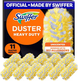 swiffer heavy duty feather & microfiber duster refill, 11-count, unscented, heavy duty alternative for dusting furniture and blinds