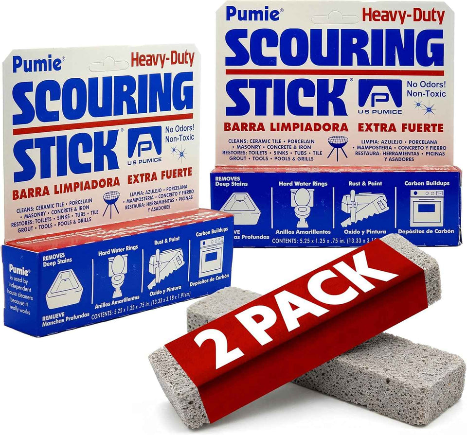 PUMIE Scouring Sticks - Heavy-Duty Pumice Cleaner for Toilet Rings, Bathroom & Kitchen Stains
