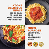 Gotham Steel 5 Quart Stock Pot, Multipurpose Pasta Pot with Strainer Lid, Nonstick Ceramic Surface, Tempered Glass Lid, Dishwasher Safe