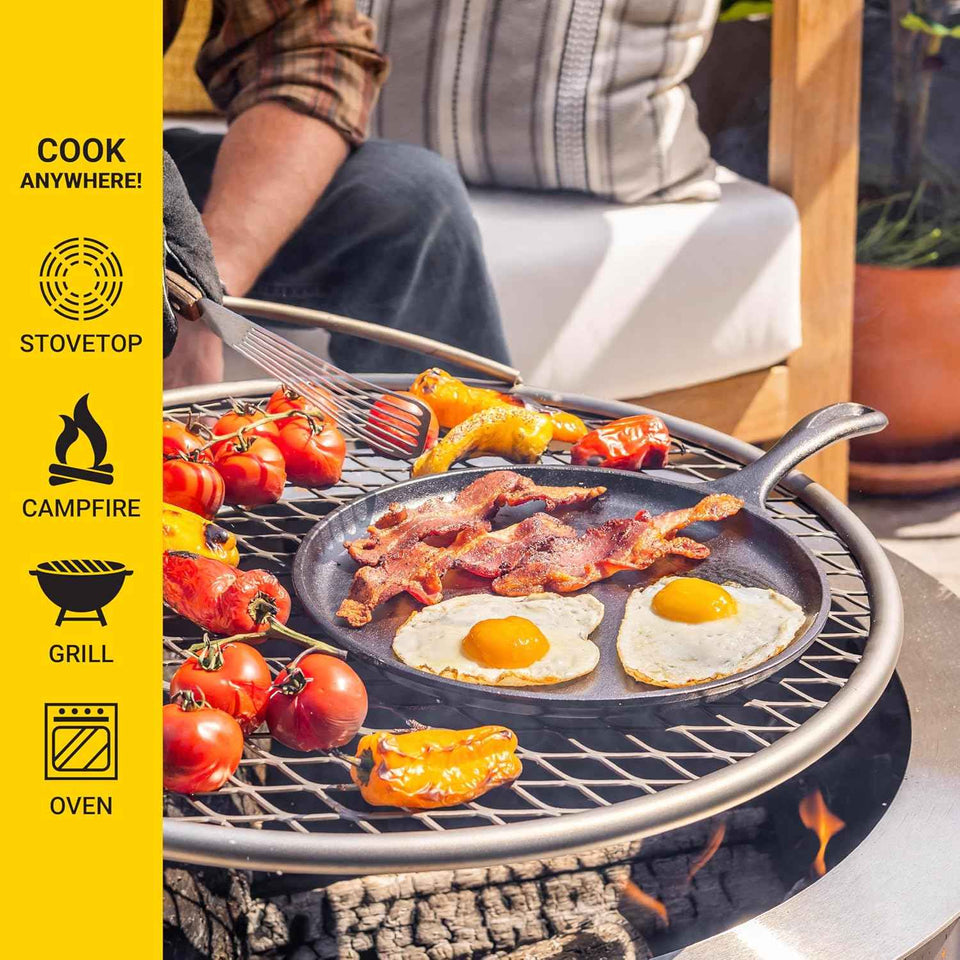 Lodge L9OG3 Cast Iron Round Griddle, 10.5-inch, Pre-Seasoned, Made in USA, Stovetop, Oven, Grill, Campfire