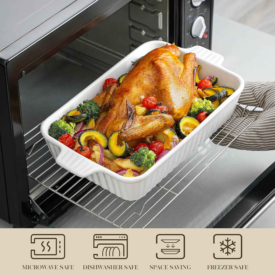 Malacasa porcelain baking dishes for oven, casserole set of 4, white, 9.4"/11.1"/12.2"/14.7"