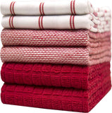 Premium Kitchen Towels (20”x 28”, 6 Pack) | Large Cotton Kitchen Hand Towel | Flat & Terry Dish Cloths | Highly Absorbent Tea Towels Set with Hanging Loop | Gray