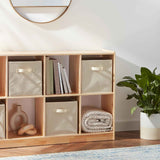 Collapsible Fabric Storage Cubes with Handles, Beige, 10.5 x 10.5 x 11-inch, Pack of 6 for Easy Organization