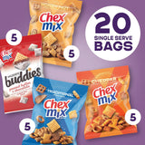 20-count Muddy Buddies and Chex Mix variety pack, 35 oz, sweet and salty snack mix