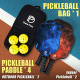 DULCE DOM Pickleball Paddles Set of 2/4 - USAPA Approved, Fiberglass/Carbon Fiber Pickleball Racket with 4 Indoor Outdoor Pickleball Balls and Pickleball Bag, Ideal Pickleball Training Equipment