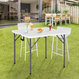 FDW 34" Folding Card Table Plastic Table Portable Square Height Dining Table Perfect for Party and Parties Backyard Events, White