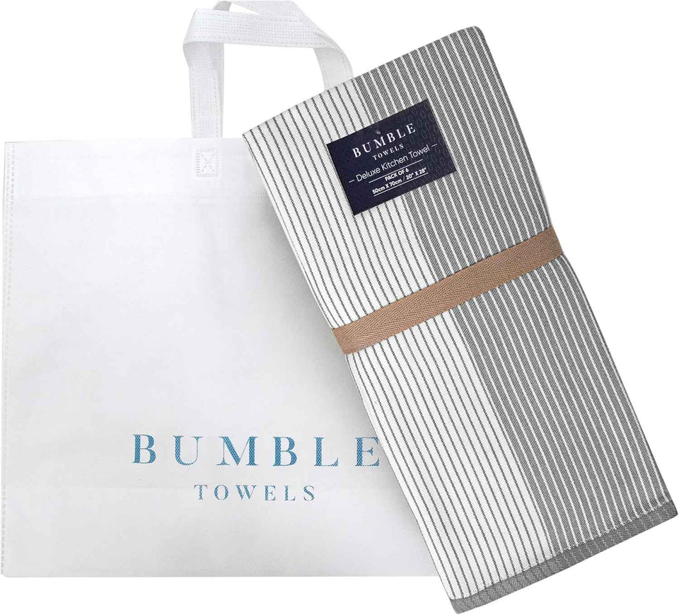 Premium Gray 20”x 28” Large Cotton Kitchen Hand Towels 6 Pack with Hanging Loop