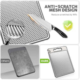 Double Sided 304 Stainless Steel & Wheat Straw Cutting Board with Non-Toxic Design, 14.4'' x 9.8'' Chopping Board, Dishwasher Safe