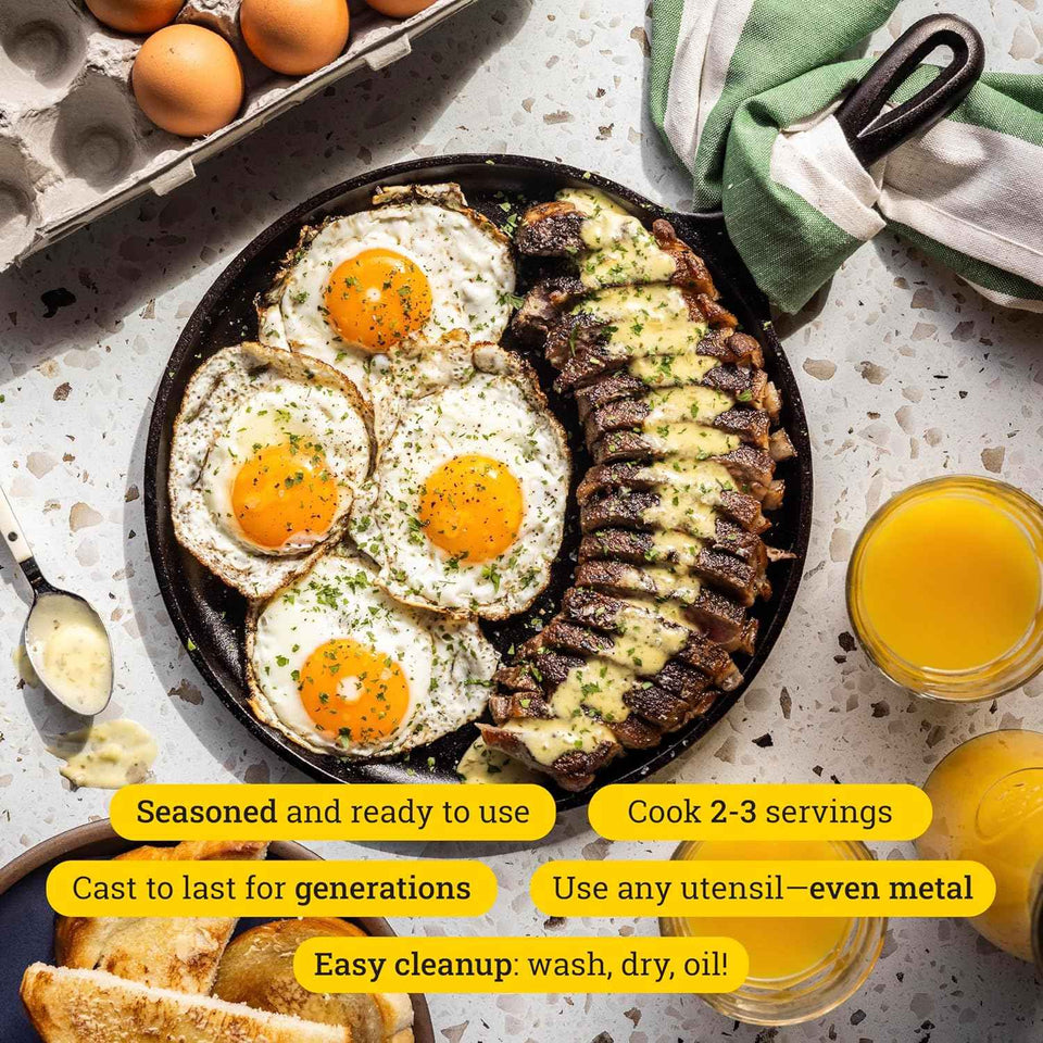 Lodge L9OG3 Cast Iron Round Griddle, 10.5-inch, Pre-Seasoned, Made in USA, Stovetop, Oven, Grill, Campfire