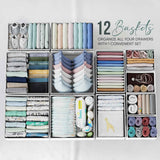 White-Grey Dresser Organizer Set of 12 PCS - Perfect for Nursery, Bedroom, Closet, Baby Clothes Organizer and Storage