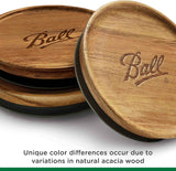 Acacia wood Ball jar lids, 5-pack, Regular and Wide Mouth sizes