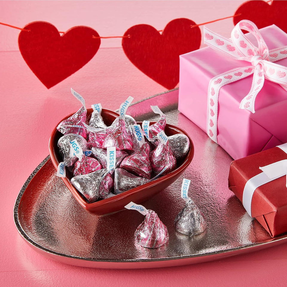 hersheys hugs & kisses assorted flavored 21.4 oz valentines candy bag kosher gluten-free milk chocolate
