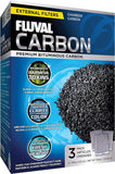 Fluval premium bituminous carbon filter media for aquariums, 3-count 100-gram nylon bags, pack of 1