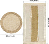 Handmade Boho Natural Cotton Burlap Placemats Set of 6 for Dining Table Kitchen