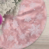 Flash World 48 Inch Large Christmas Tree Skirt Xmas Soft Cover Mat Decor Snowflake Collar Farmhouse Tree Skirt for Holiday Ornaments Party Home Indoor Decorations (Red, 48INCH)