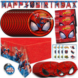 Spiderman Birthday Decorations | Spiderman Party Supplies | Serves 16 Guests | Marvel Superhero Spidey and His Amazing Friends | Table Cover, Spider Man Banner, Plates, Napkins, Masks and Button |