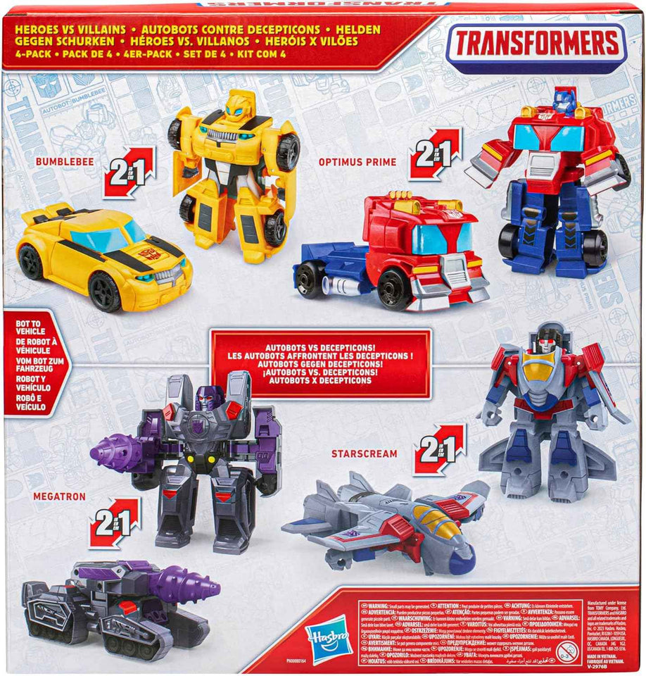 Transformers 4.5-inch Autobot and Decepticon action figures for kids aged 3 and up, multipack of 4