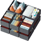 Drawer Organizer Clothes Set of 12 White-Grey - Dresser Organizer For Nursery, Bedroom, Closet - Perfect Baby Clothes Organizer and Storage & General Nursery Organization or Dresser Drawer Organizers