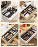 25-piece plastic drawer organizer set, 4 sizes, black, for makeup and desk storage