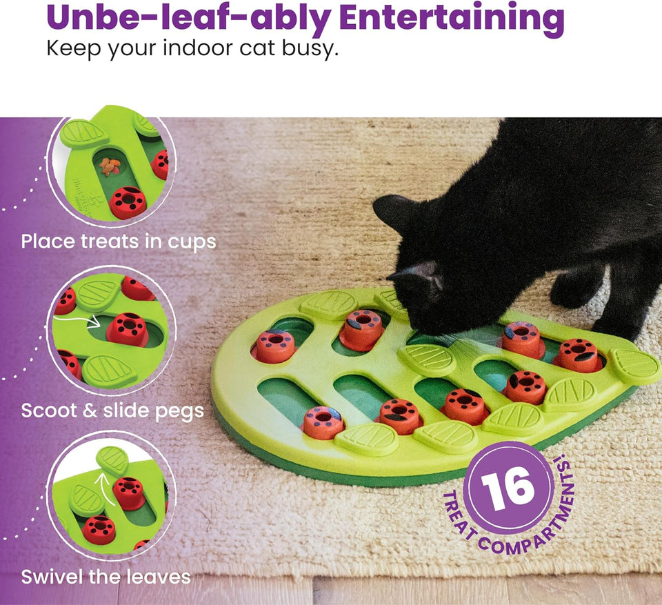 Catstages Nina Ottosson Buggin' Out Puzzle & Play – Interactive Cat Puzzle Feeder for Indoor Cats, 16 Hidden Treat Compartments, Slow Feeder, Durable & Easy-Clean