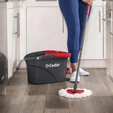 O-Cedar EasyWring Microfiber Spin Mop, Bucket Floor Cleaning System, Red, Gray, Standard - Rayz Mart