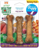 Nylabone healthy edibles natural puppy chews long lasting treats for puppies roast beef apple & bacon flavor x-small/petite 3 count