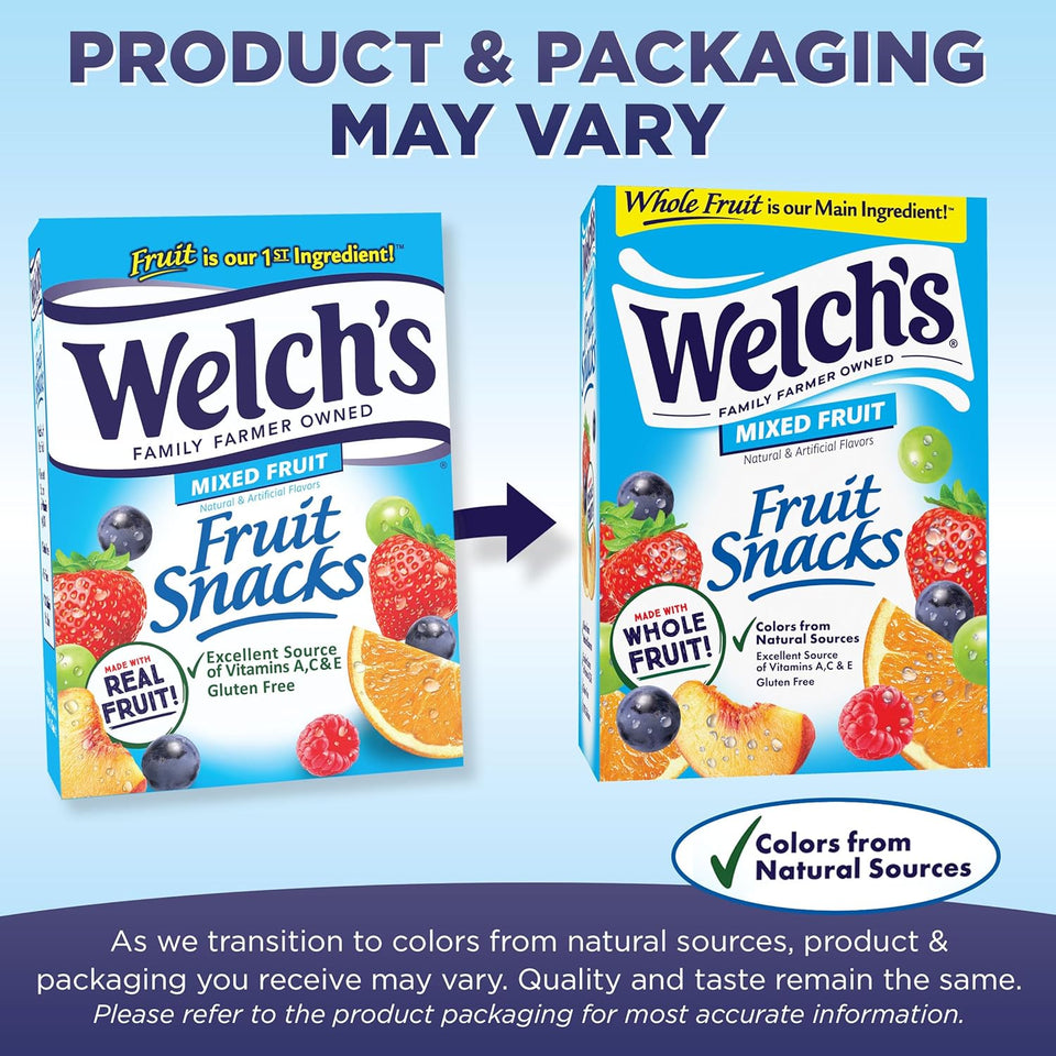 Welch's Gluten Free Mixed Fruit Snack Box, 40 x 0.8oz Snack Packs