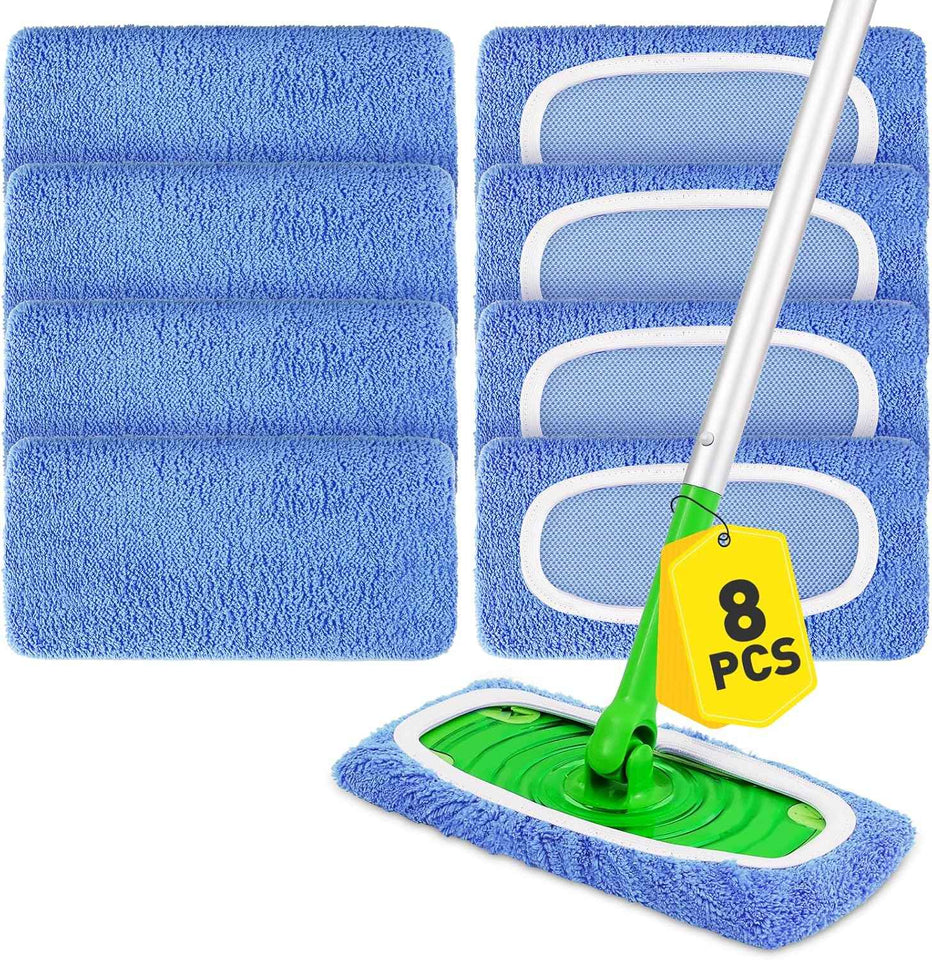 14Pcs Reusable Microfiber Mop Pads Compatible with Sweeper Mops,Dry Sweeping Cloths & Wet Mopping Pads Refills,Washable Mop Pads for Floor Cleaning