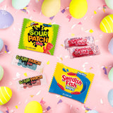 sour patch kids, sour patch kids big kids, swedish fish and swedish fish mini assorted soft & chewy easter candy variety pack, bulk, 140 snack packs