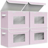 Univivi Fabric Foldable Storage Boxes [4-Pack] Large Collapsible Stackable Storage Bins with Lids, Closet Organizers and Storage Cube Basket for Home, Office, Bedroom (Gray, 17“ x 12” x 12")
