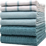 Premium Kitchen Towels (20”x 28”, 6 Pack) | Large Cotton Kitchen Hand Towel | Flat & Terry Dish Cloths | Highly Absorbent Tea Towels Set with Hanging Loop | Gray