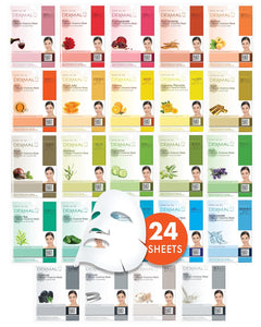 dermal korean collagen face mask 24 combo pack hydrating soothing sheet mask for dry sensitive skin