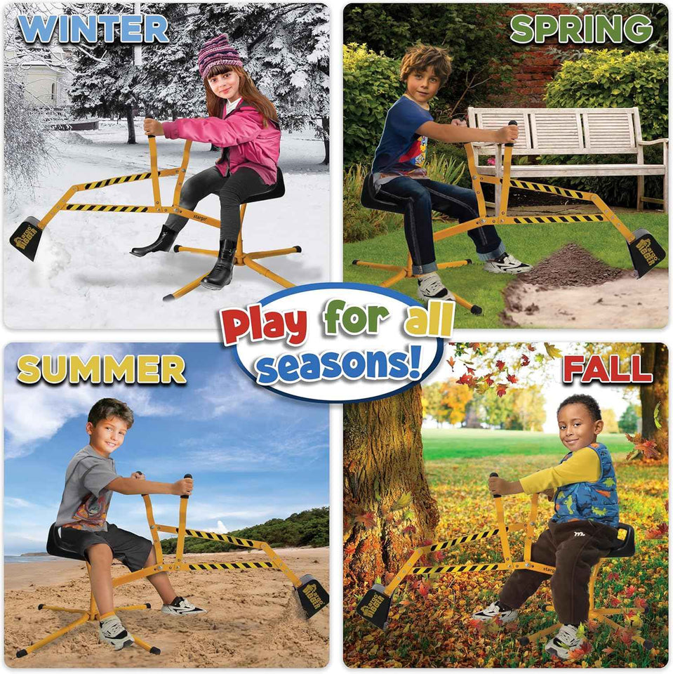 Stargo Sand Digger kids excavator ride-on toy, outdoor sandbox play, solid steel 360-degree rotation, role-playing sandbox toy