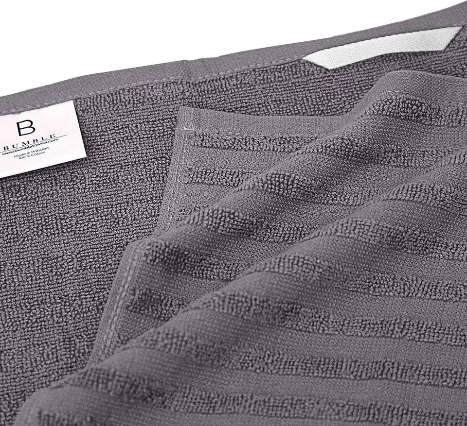Premium Gray 20”x 28” Large Cotton Kitchen Hand Towels 6 Pack with Hanging Loop