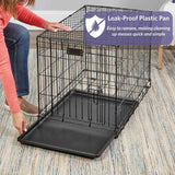 MidWest Homes for Pets 36-Inch iCrate Folding Dog Crate with Divider Panel, Leak-Proof Tray & Secure Latches – Metal Wire Kennel for Medium Large Breeds – Portable, Durable & Easy to Assemble