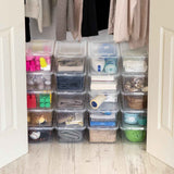 IRIS USA 20-Pack Clear Storage Bins with Lids for Closet Shelves and Classroom Organization