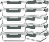 KOMUEE 10-Pack 30oz Glass Meal Prep Containers with Lids, Airtight Food Storage, Microwave, Freezer, and Dishwasher Safe