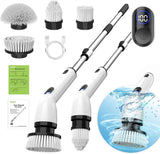 tuyu electric spin scrubber cordless bathroom kitchen cleaning brush with lcd display ipx7 waterproof adjustable handle